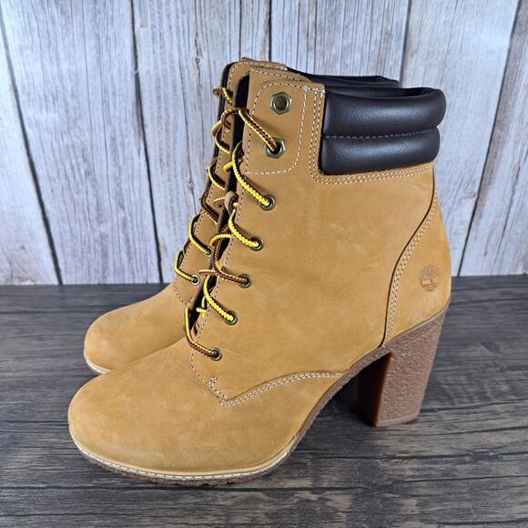 Timberland Shoes - Timberland Tillston 6" Leather Nubuck Heel Boots RebotL Women's Sz 9 Tan (VGC)